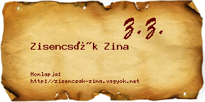 Zisencsák Zina névjegykártya